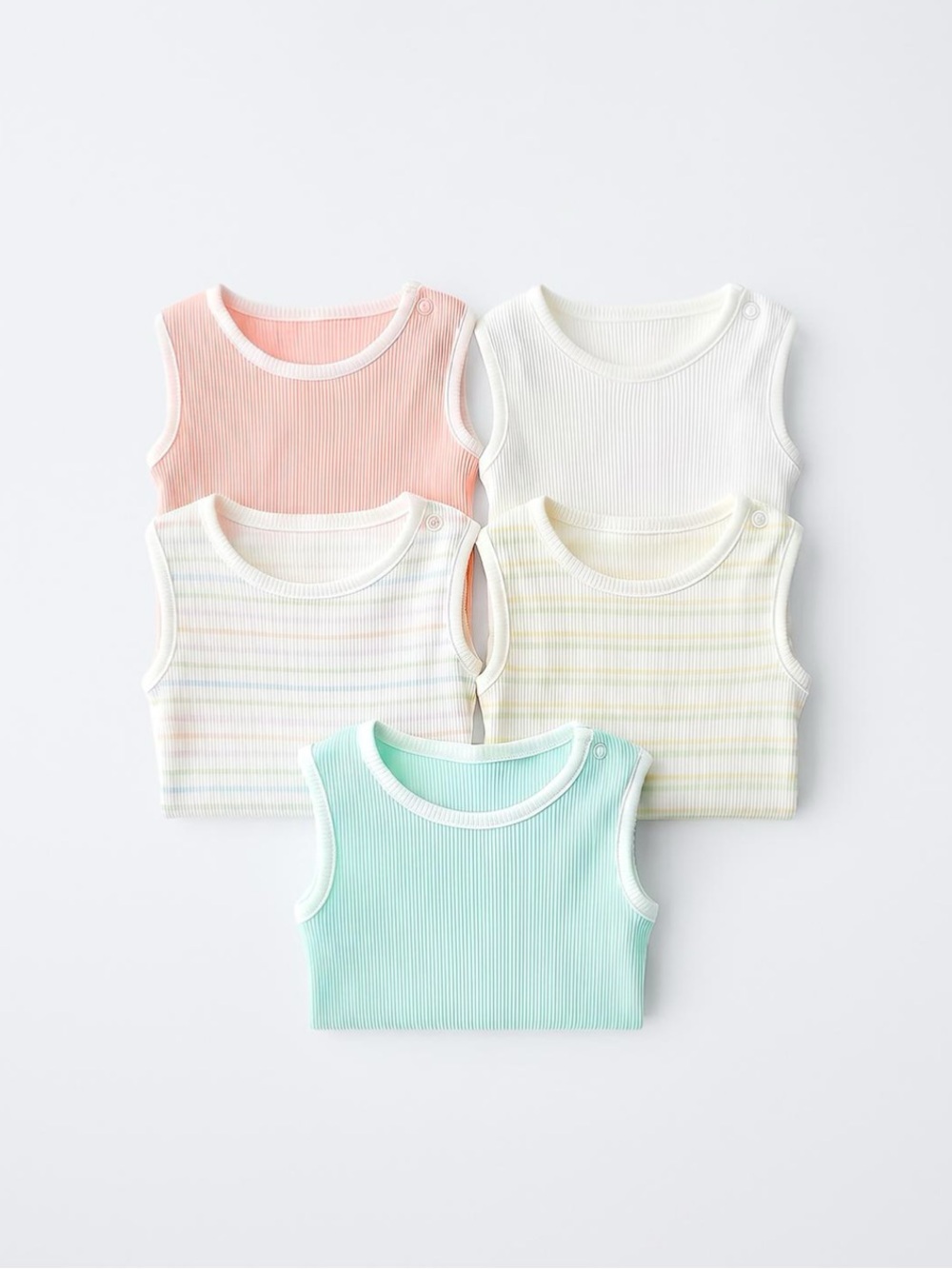 ZARA FIVE-PACK STRIPED SLEEVELESS BODYSUITS